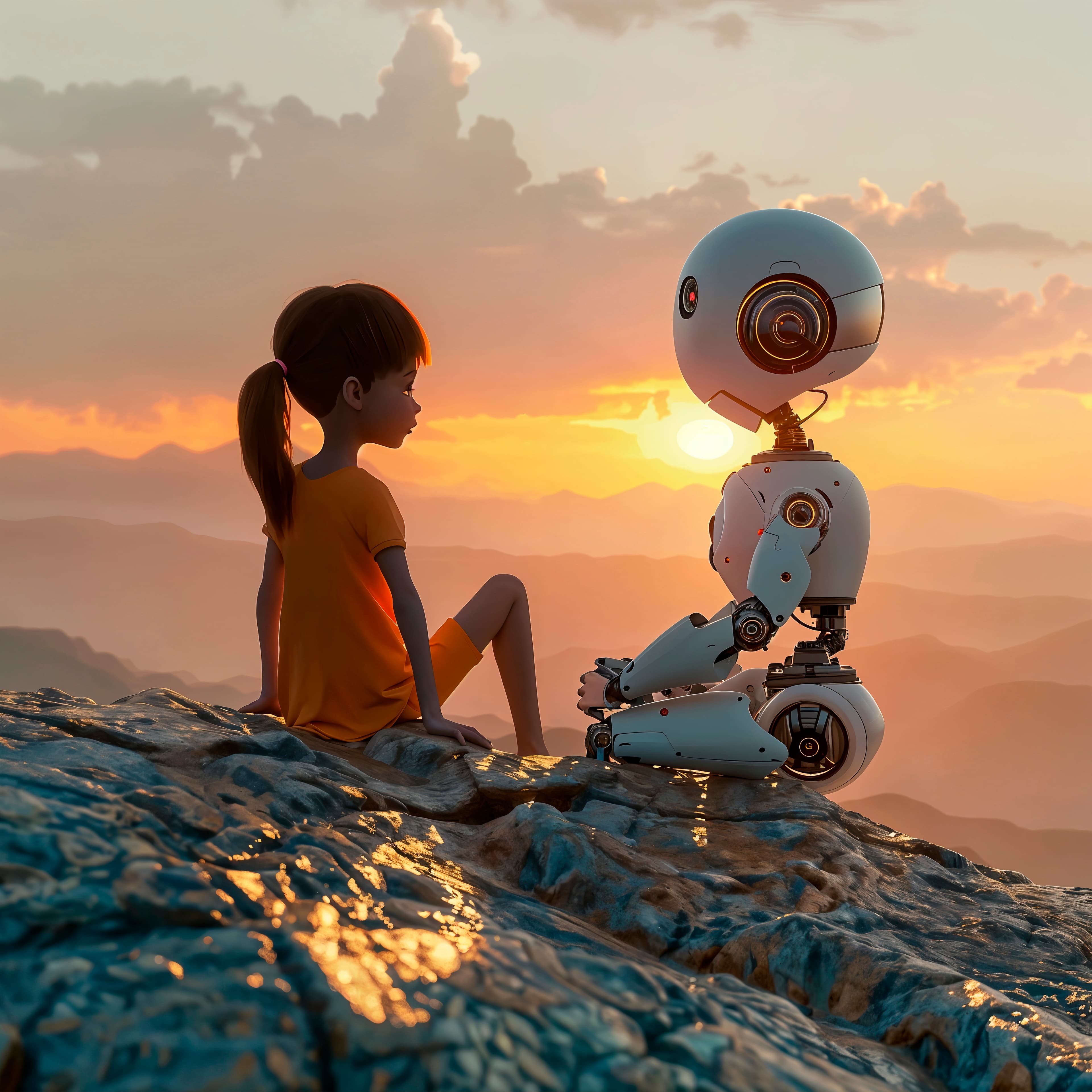 People working with AI at a cafe