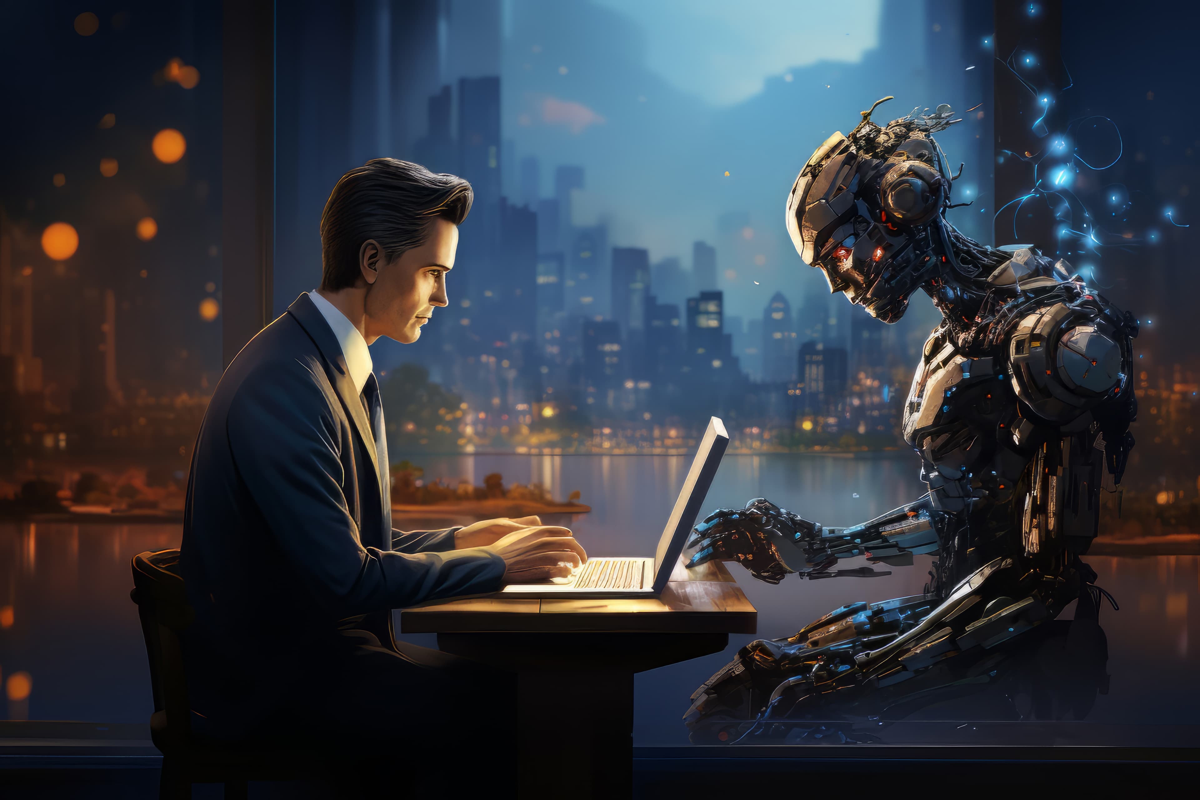 Modern office environment with AI technology